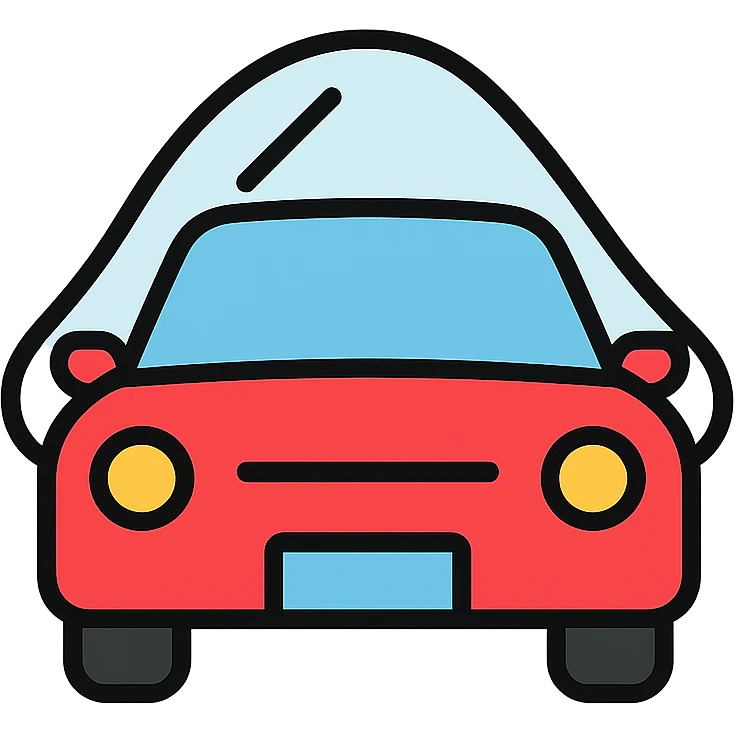 elegant and modern icon of a car covered with a transparent protective film, clean lines and subtle details emoji