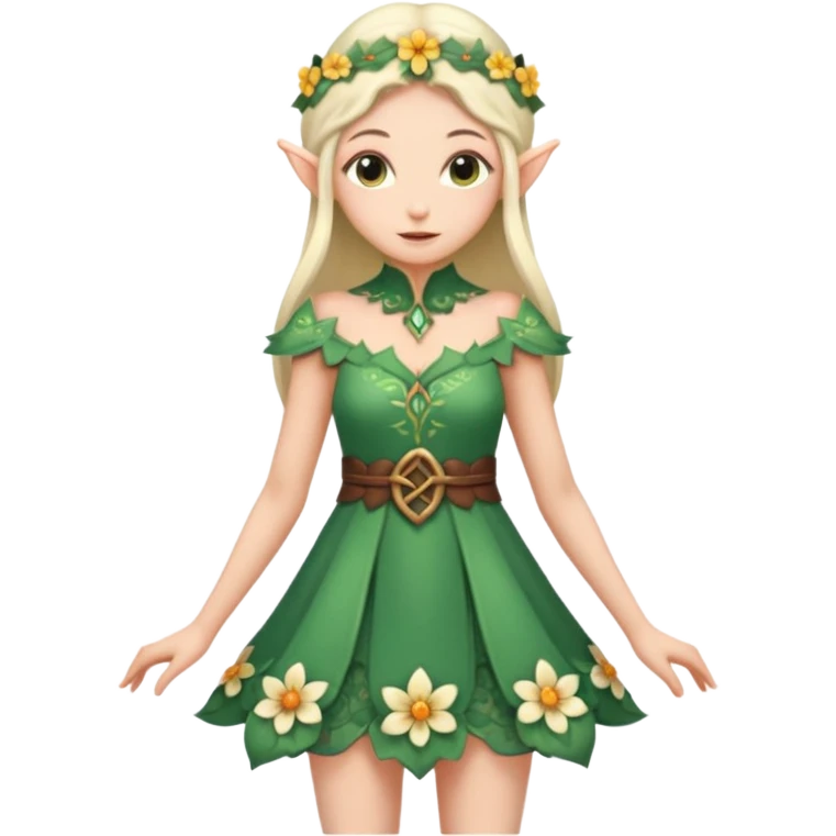 elf wearing flower dress design emoji