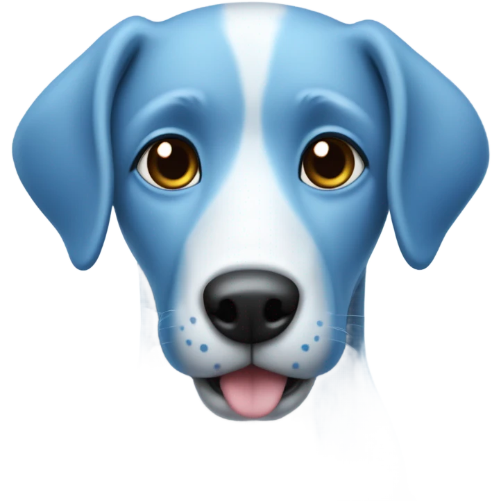 sky blue dog with darker blue spots and a dark blue nose. Her eyes are white with black pupils  emoji