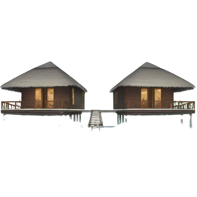 Maldives bungalows in the crystal clear sea  emoji