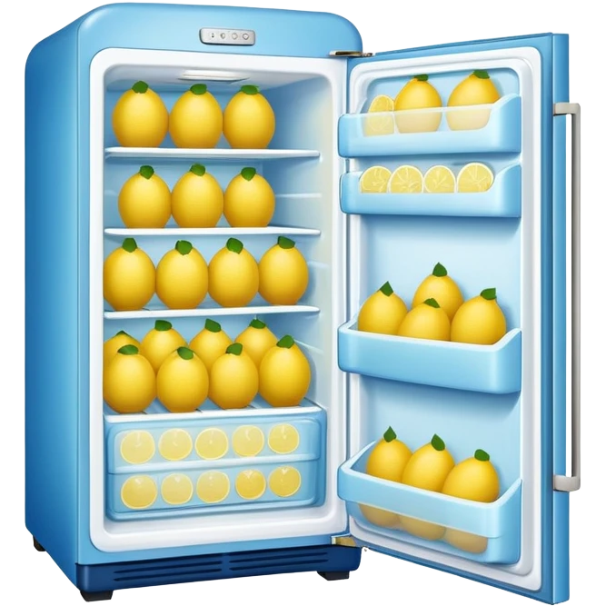 a blue refrigerator full of lemons emoji