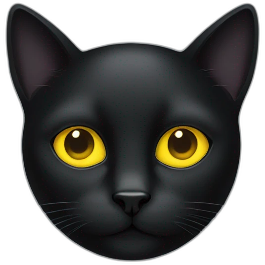 black cat face with yellow eye emoji