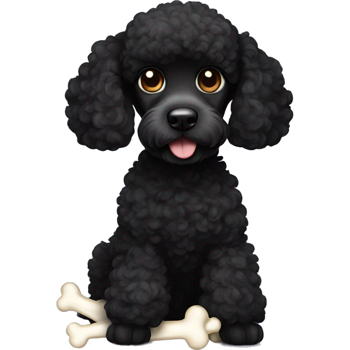 Black poodle with bone  emoji