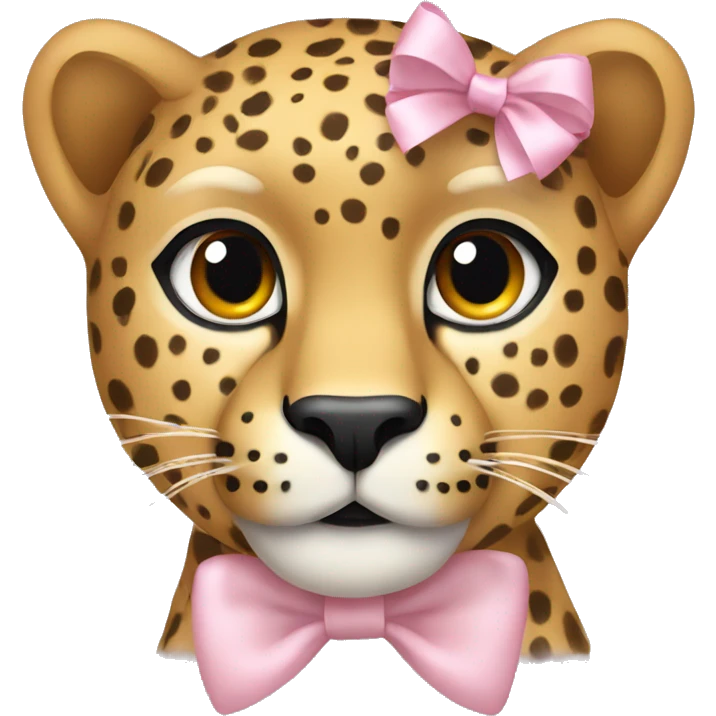 Cheetah with light pink bow emoji