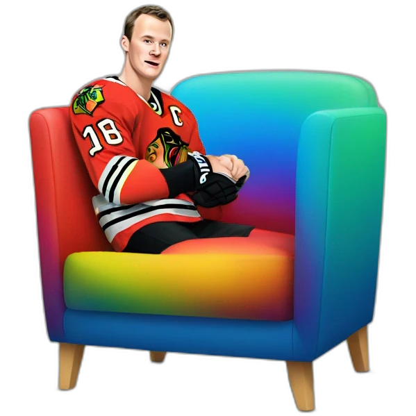 Jonathan Toews as rainbow colored chair emoji