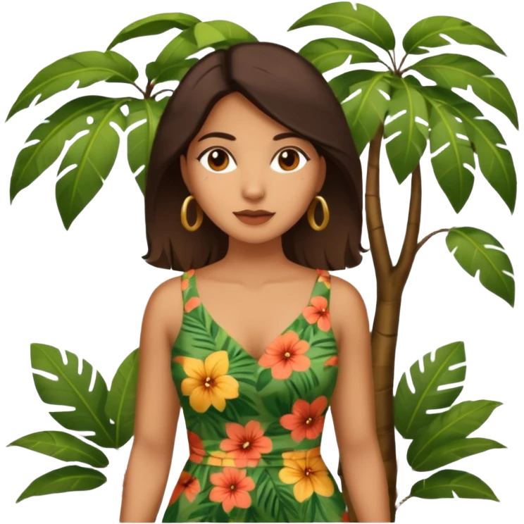 an latin woman with jungle tree emoji