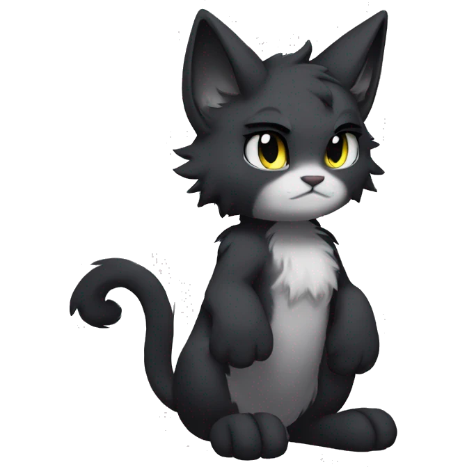 Anthro Dark Edgy Cool Shy Grumpy FurSona Cat Fakemon Full Body emoji