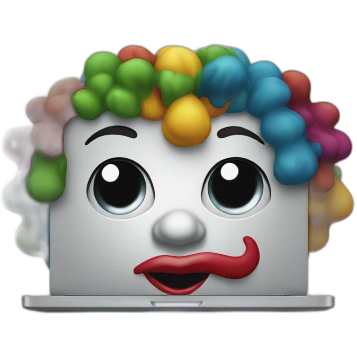clown behind laptop emoji