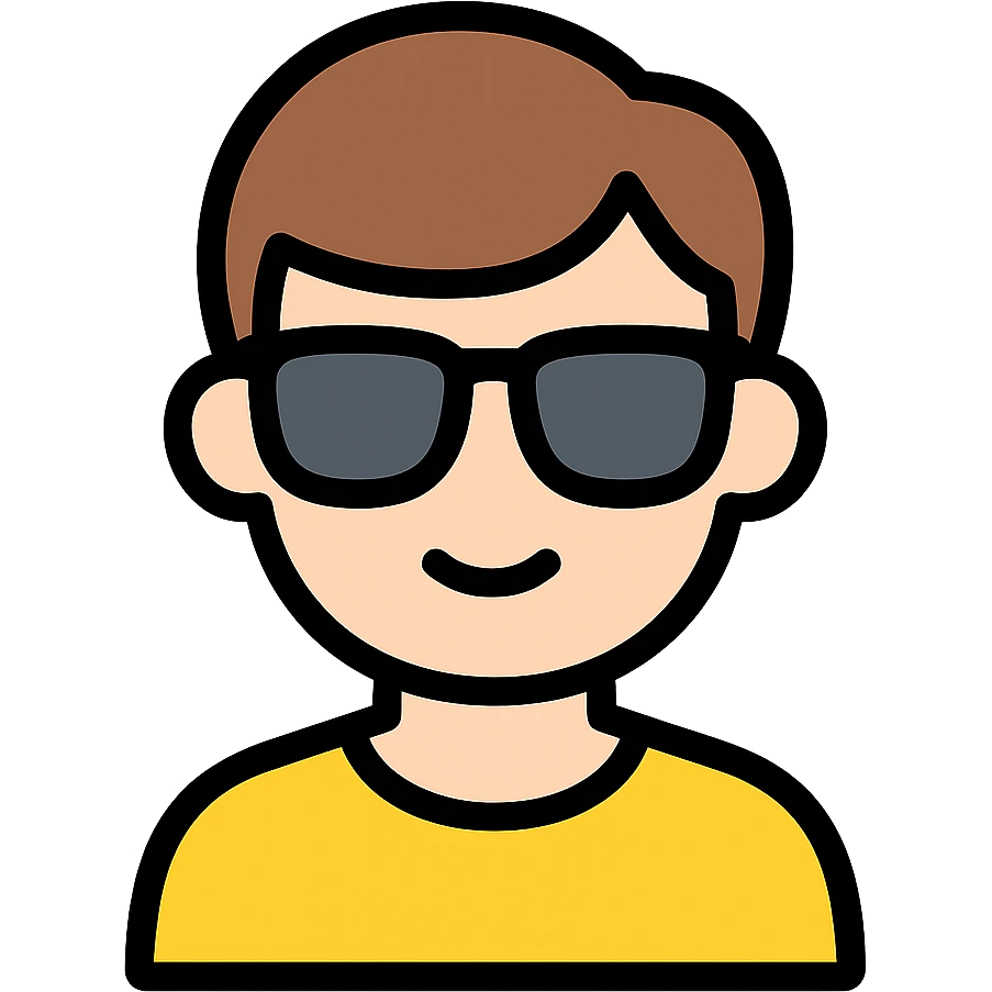 boy with brown hair, white skin, no beard, wearing sunglasses emoji