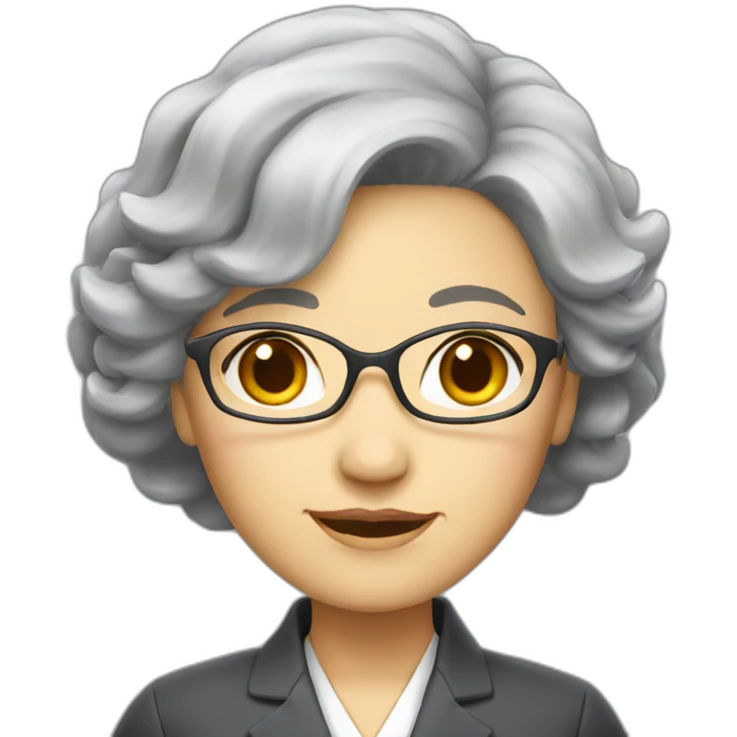 Chinese lady grey hair as school principal emoji