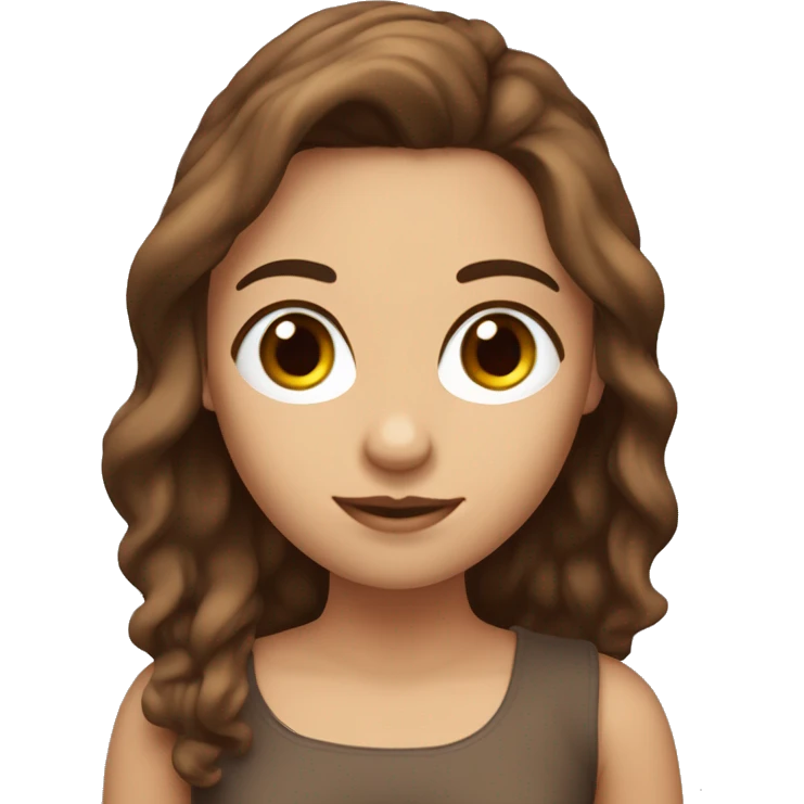 una chica de piel blancas con pelo largo marron y cuernos emoji