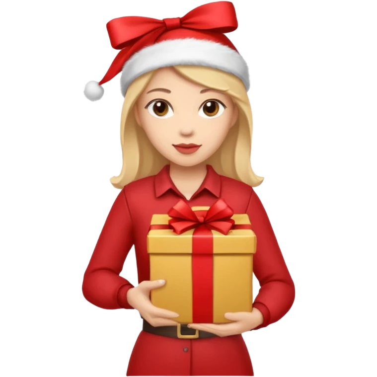 woman courier holding gift box emoji