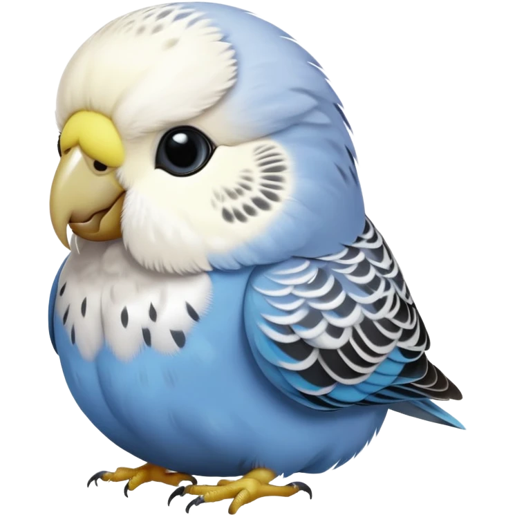 budgie, grey feathers, white head emoji