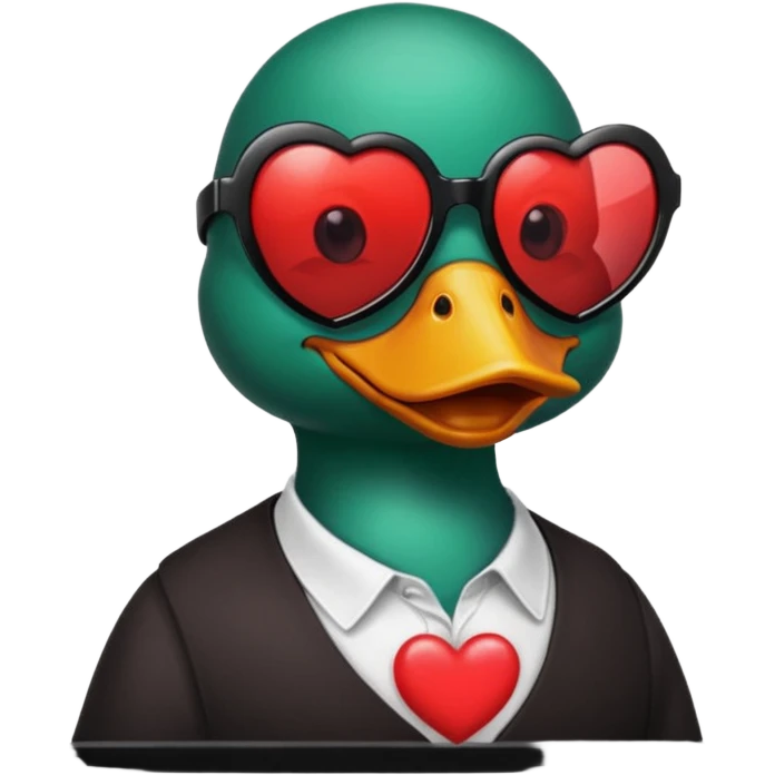Make a frame emoji and inside it is a duck wearing red heart sunnies and the background is sky or anything blue make it like this 🌇 but what I described inside  emoji