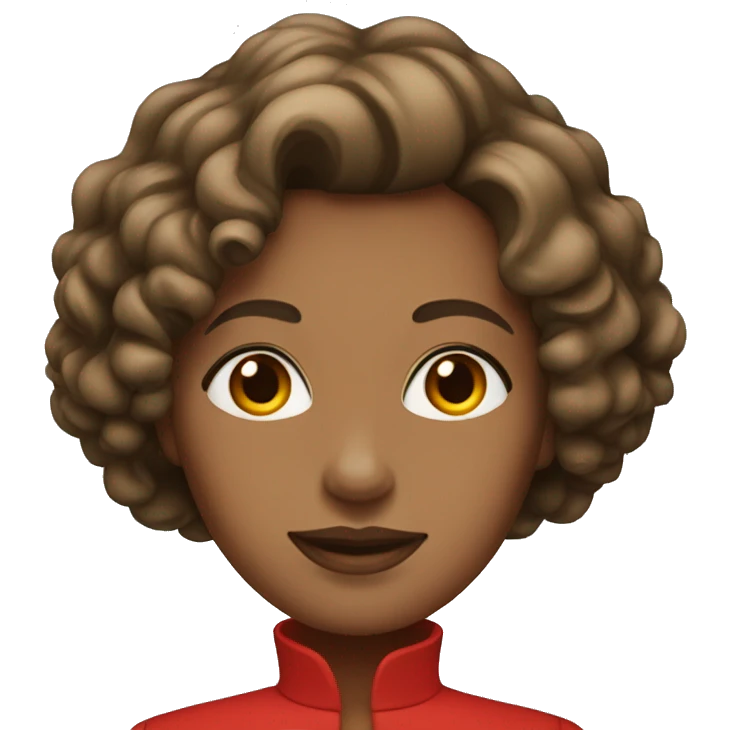 woman with curly bob hair and red elegant clothes emoji