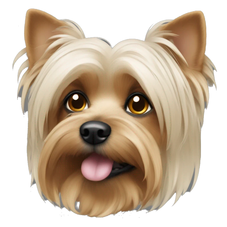 Perro raza yorkshire con sólo cabello negro y ojos negros. emoji