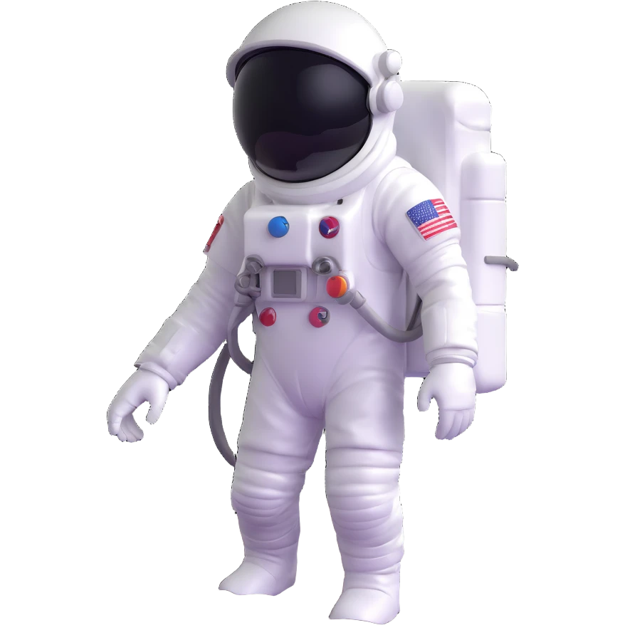 astronaut in white space suit with helmet, gloves and backpack on a planet surface emoji