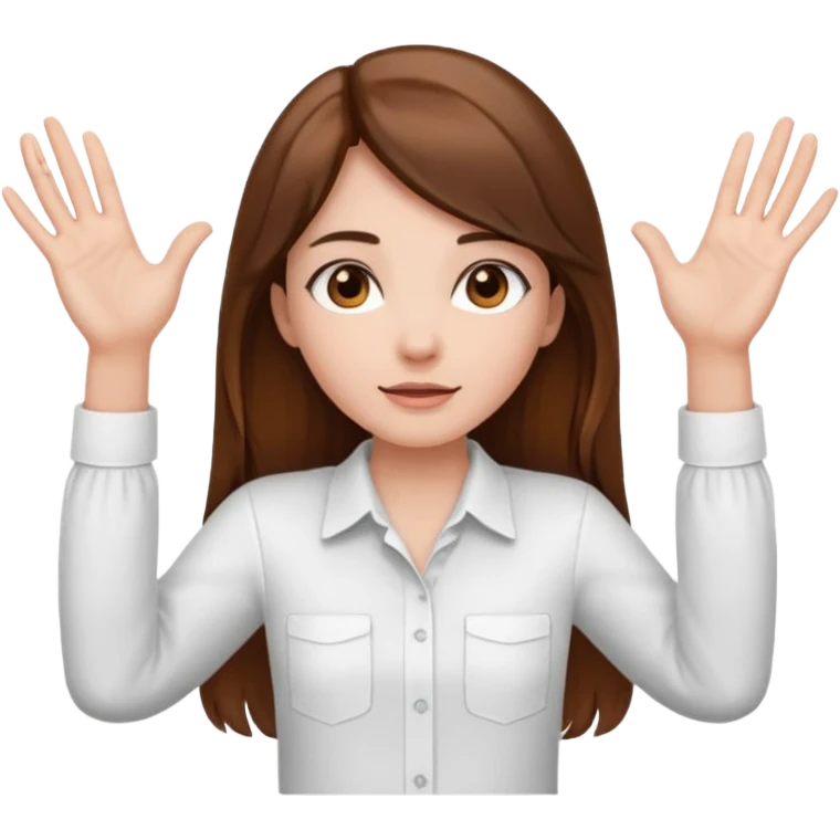 Girl with two hands in front out palms facing upwards and hands in front of her lower emoji