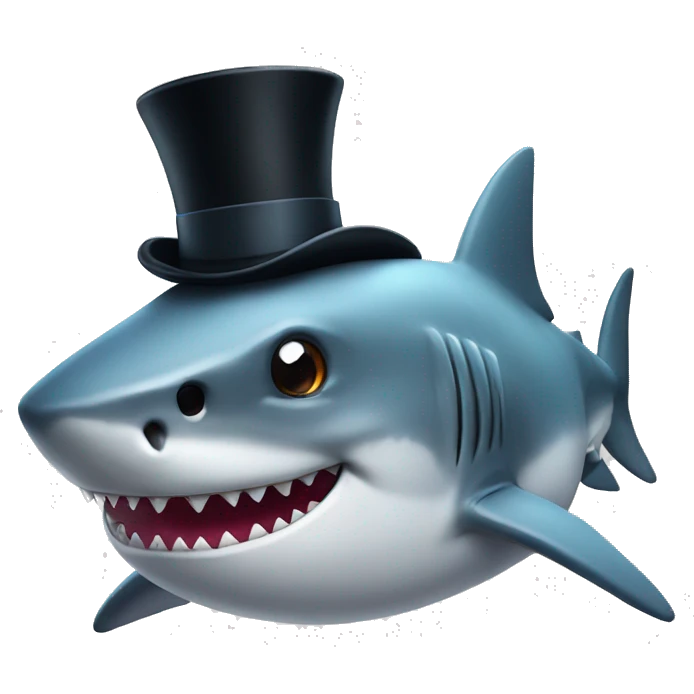 Shark with a top hat emoji