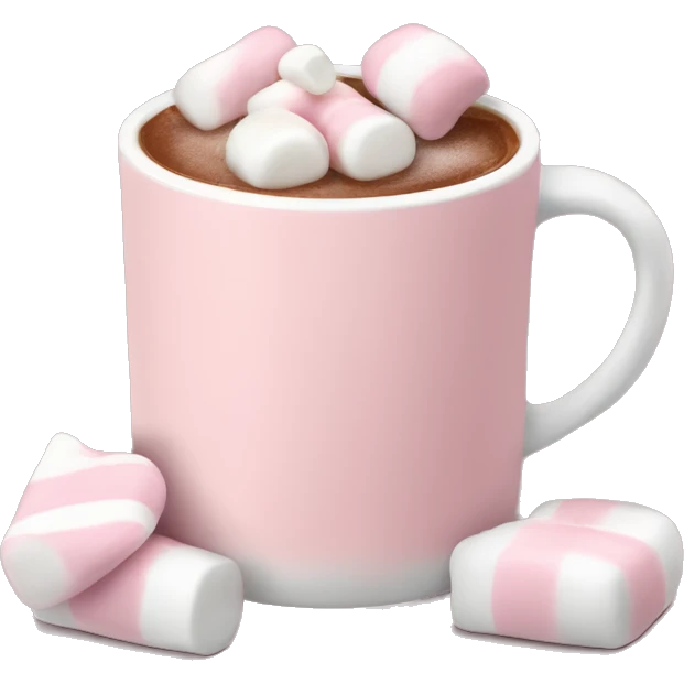 Light Pink mug of hot chocolate with marshmallows  emoji