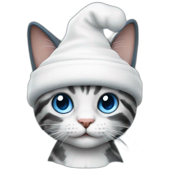 A realistic smurf that is mixed with a cat with a white cap emoji