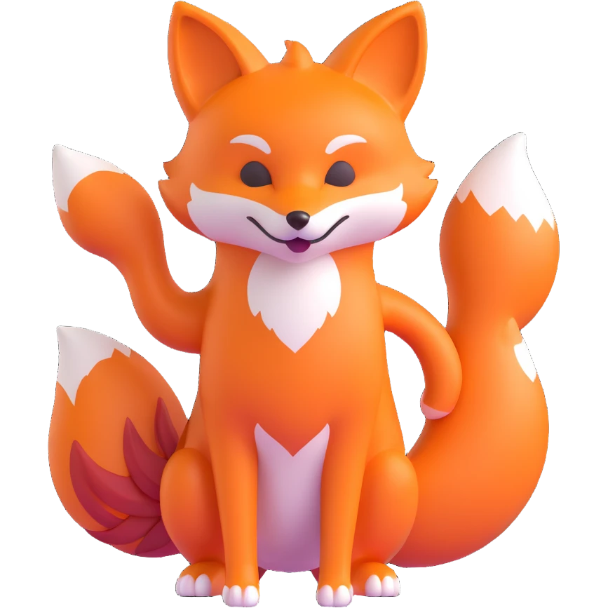 a fox with nine tails, 3d emoji style emoji