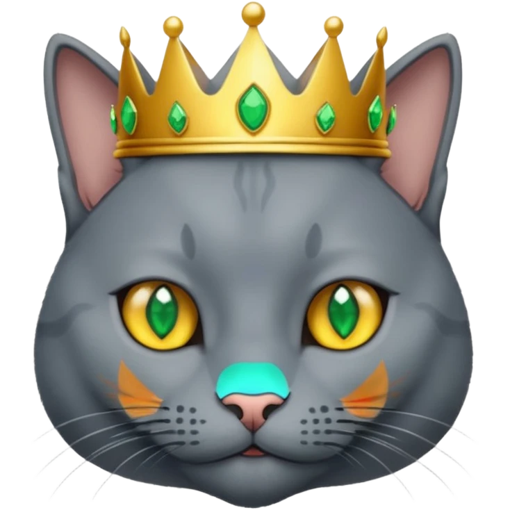 Russian blue cat with crown emoji