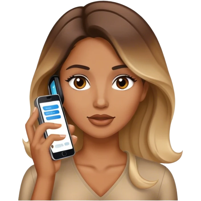 Realistic balage hair  woman speaking on 1 cell phone emoji