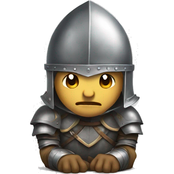 a knight crouching  with his head down emoji