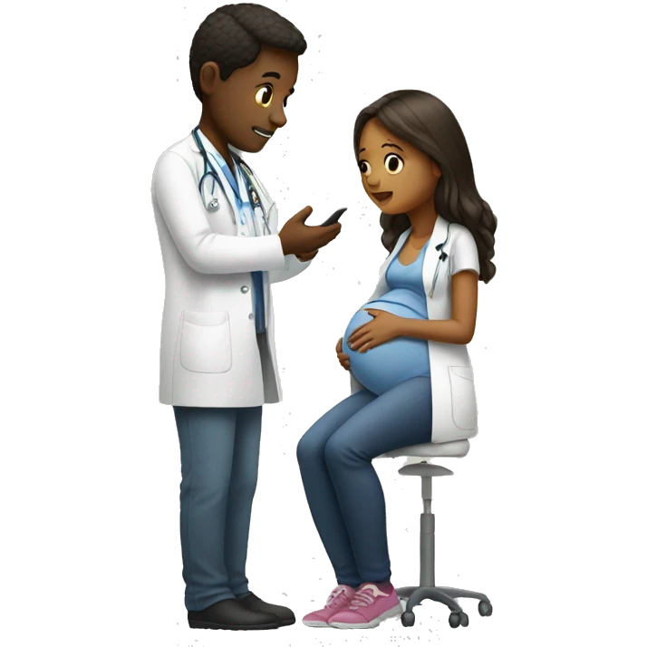 pregnant girl talking to doctor emoji