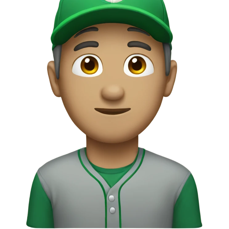 Oversized green baseball hat emoji