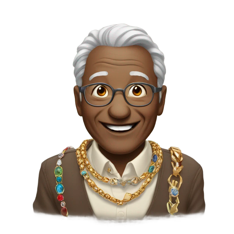 smiling old man with jewelry emoji
