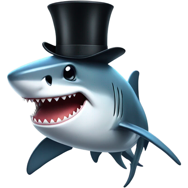 Shark with a top hat emoji