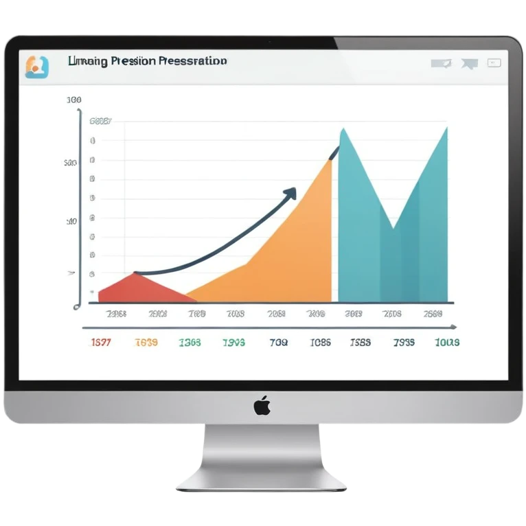 computer screen displaying a single presentation slide with a title line and a chart icon emoji