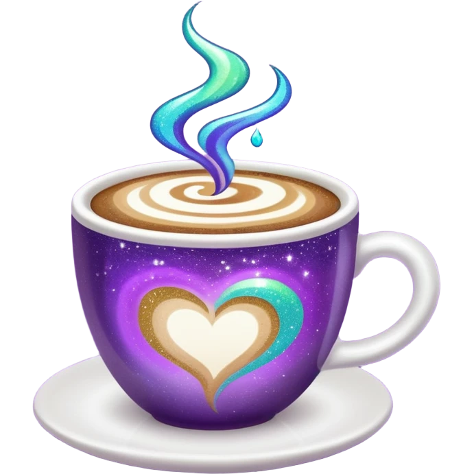 glitter cian and purple coffee
 emoji