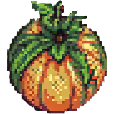cantaloupe fruit pixel art style, simple, colorful emoji