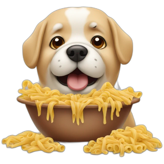 fat dog eating pasta emoji