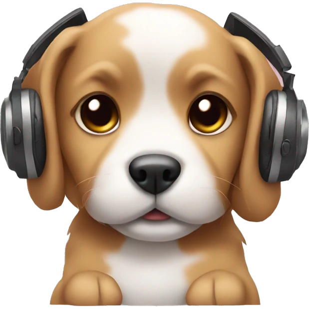 Cute puppy wearing headphones emoji