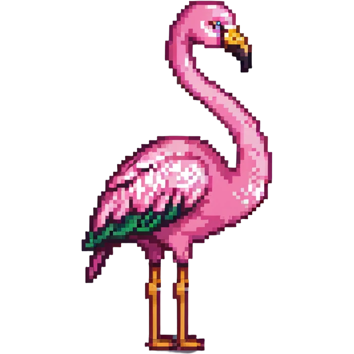 flamingo showing middle finger, pixel art emoji