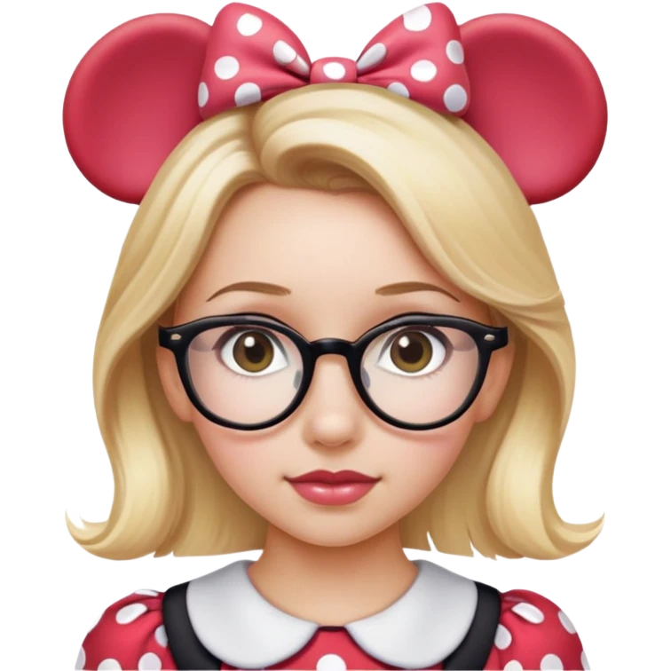 Girl Hazel eyes glasses blonde hair Minnie mouse ears emoji