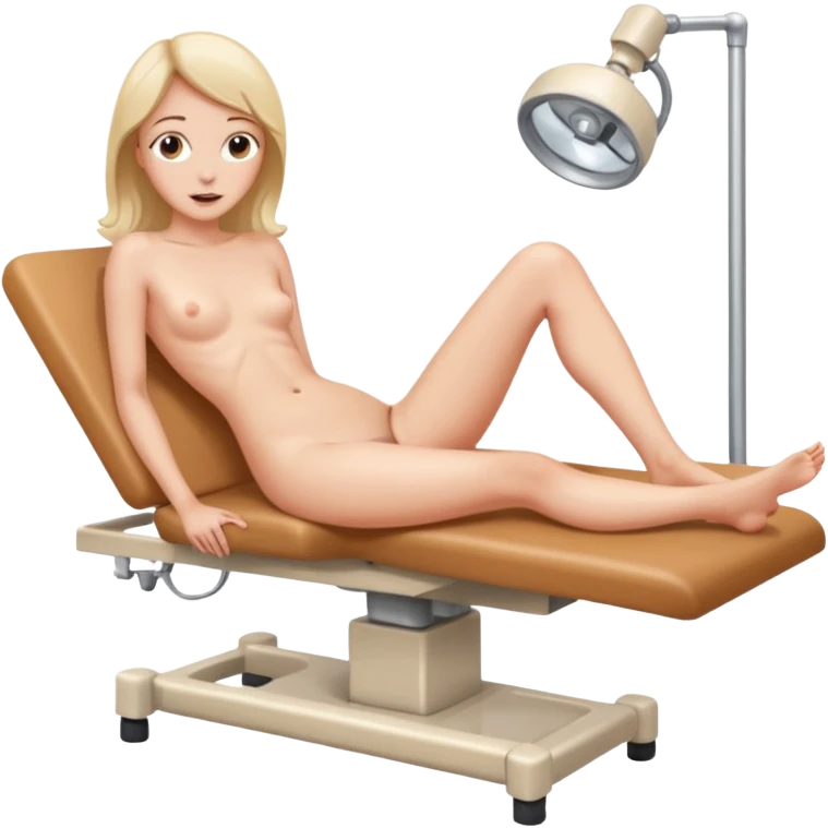 Naturist naked woman gynecologist exam shaven emoji