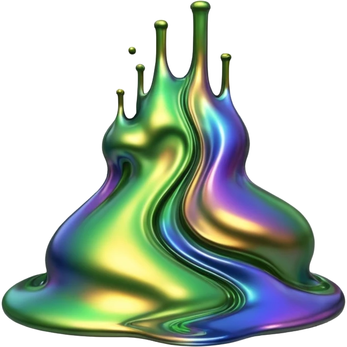 3D render of Oil Slick, toxic waste aesthetic, bubbling liquid, caution metal, industrial warning texture. emoji