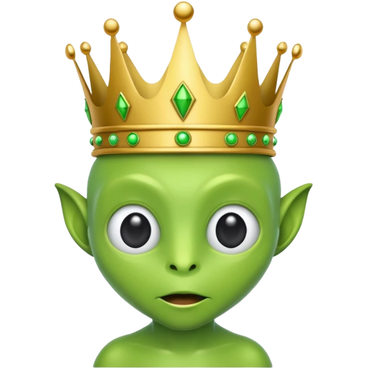 green alien with crown emoji