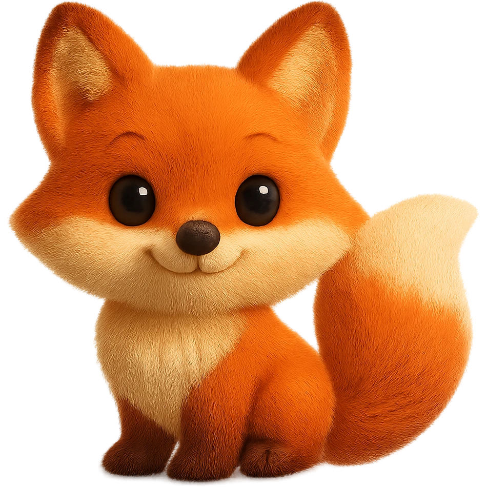 cartoon fox with fluffy tail emoji