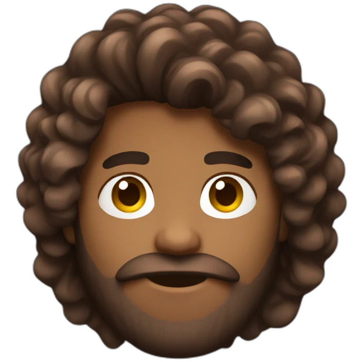 disco hair, brown skin, beard emoji