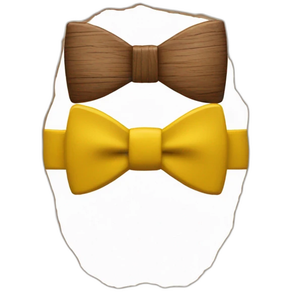 Wooden bow tie with mustard yellow middle emoji