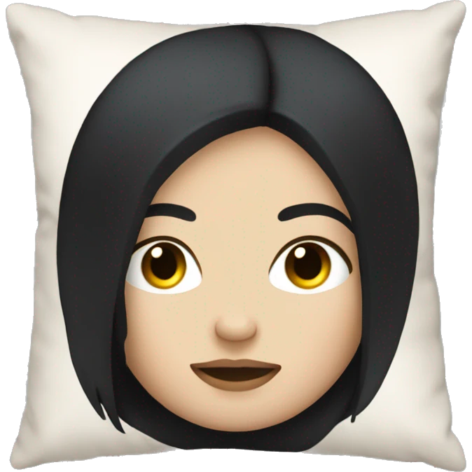 white girl with straight black hair laying down on a pillow emoji