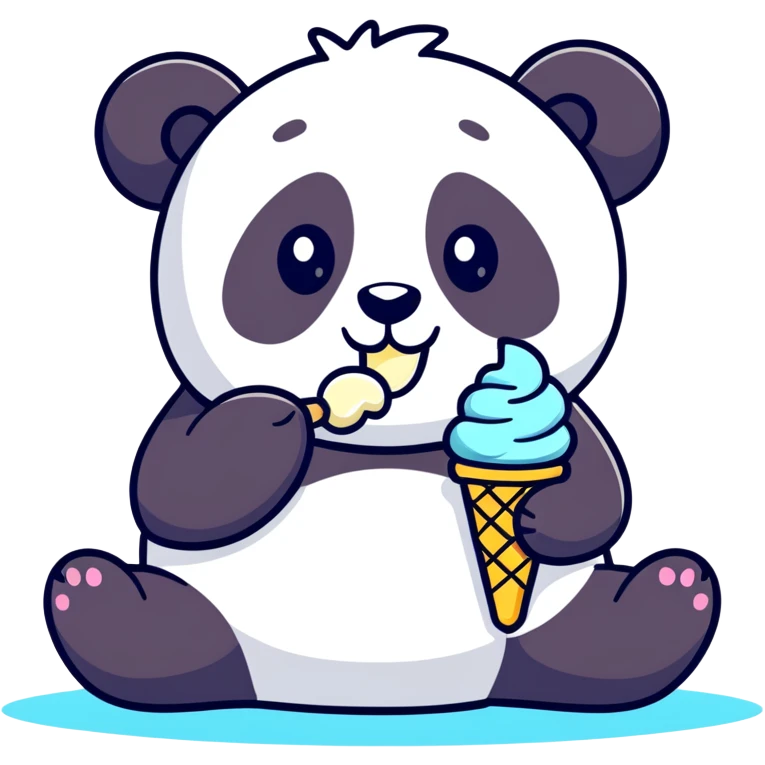 Panda eating ice cream emoji