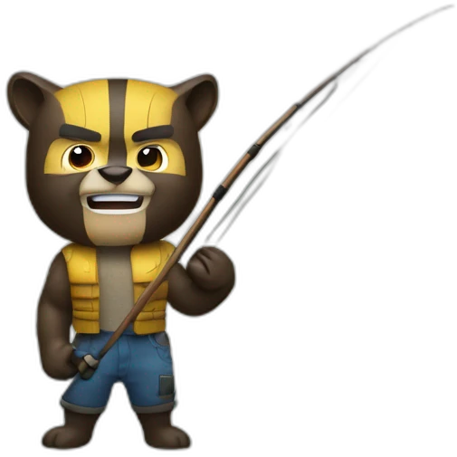 Wolverine with a fishing rod emoji