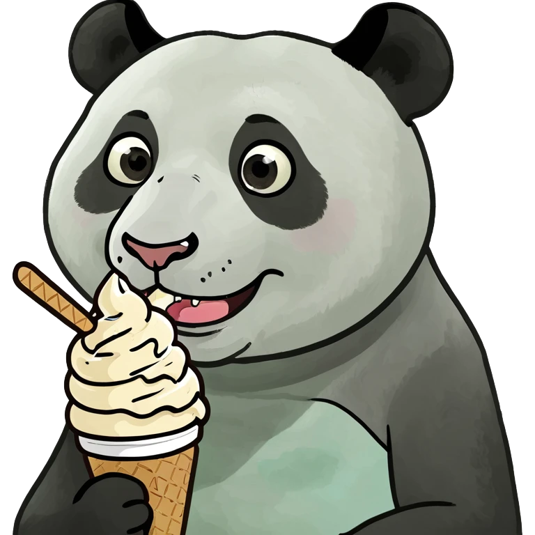 Panda eating ice cream emoji